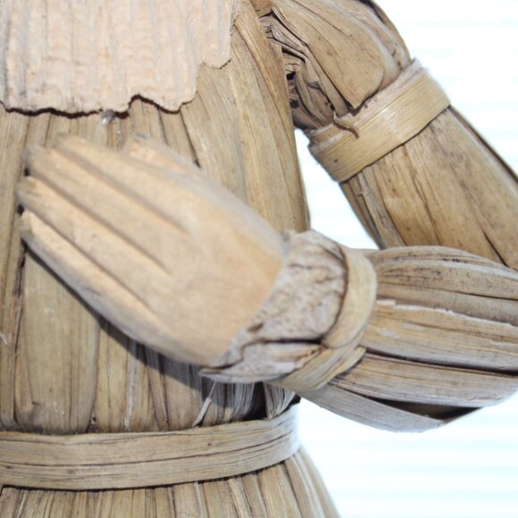 Vintage Rare Christmas Mary And Joseph Carved Cornhusk Wood Set Figures - Picture 5 of 16